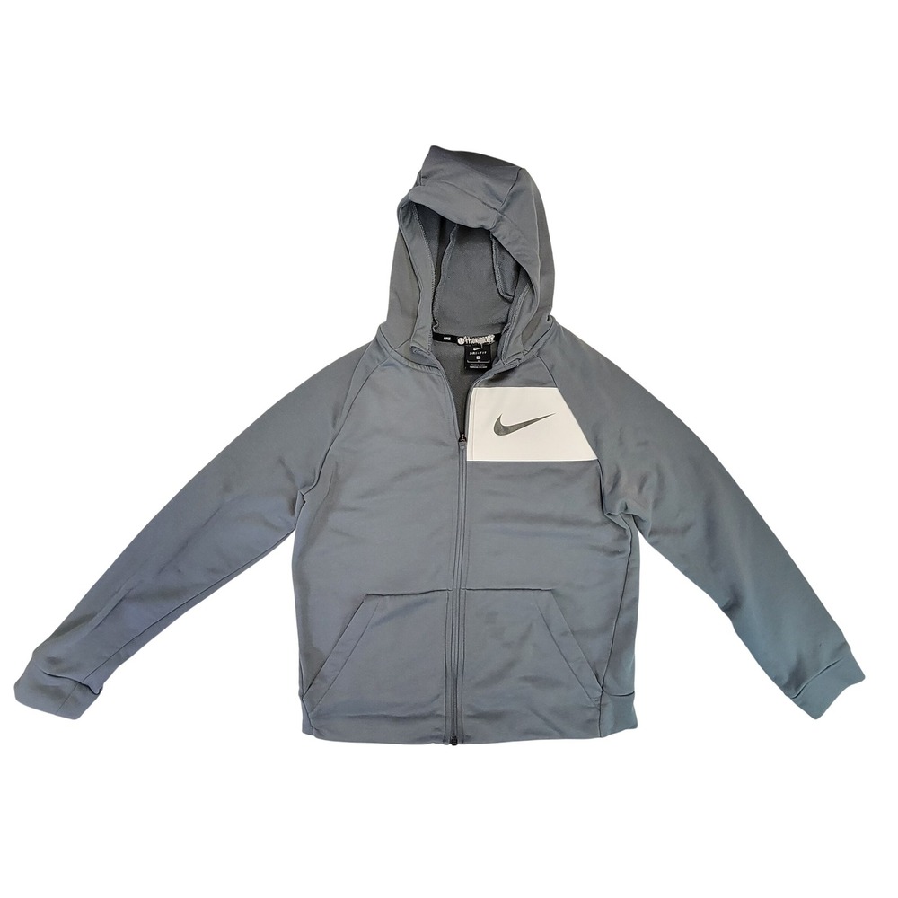 Nike Dri Fit Gray Zip Up Hoodie Athletic Jacket Boys Girls L